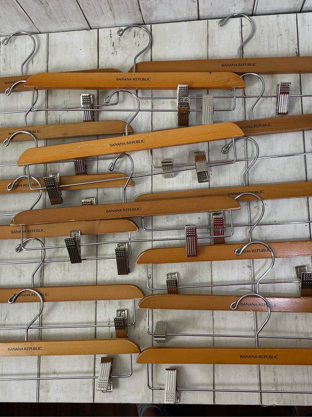 Set of 15 Banana Republic BR Wooden Pants Hangers